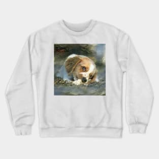 Cute puppy painting (pet, dog, pretty and hiking) Crewneck Sweatshirt